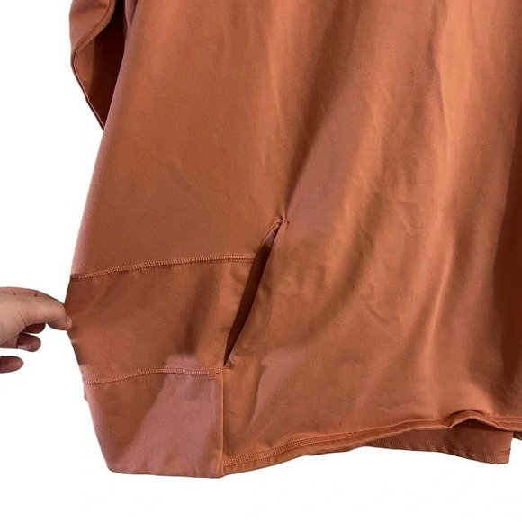 Zuda Orange Pullover Athletic Top 3X Kangaroo Pouch Pocket Thumb Holes Stretch - Picture 3 of 8